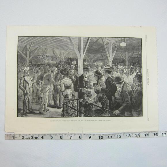 Antique 1882 Print On the Iron Pier, Coney Island Henry A. Ogden Harper’s Weekly - Picture 12 of 12